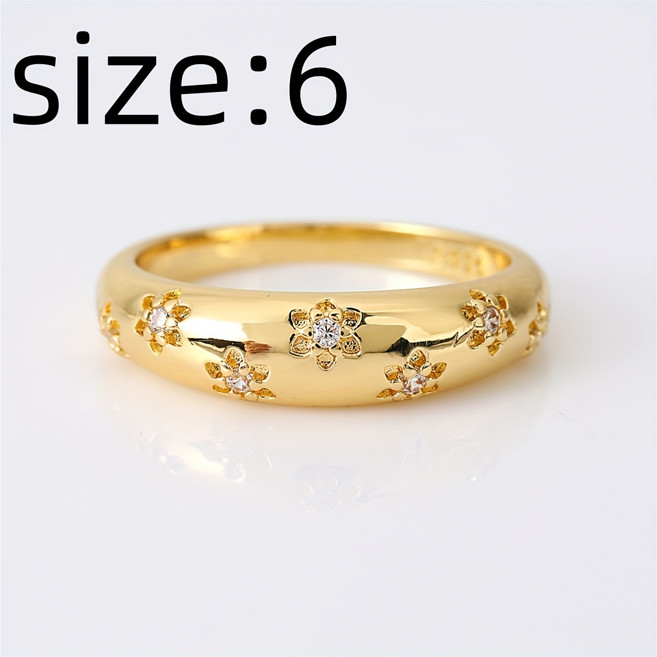 Copper Zirconia Ring - Floral Golden & Silvery Plated