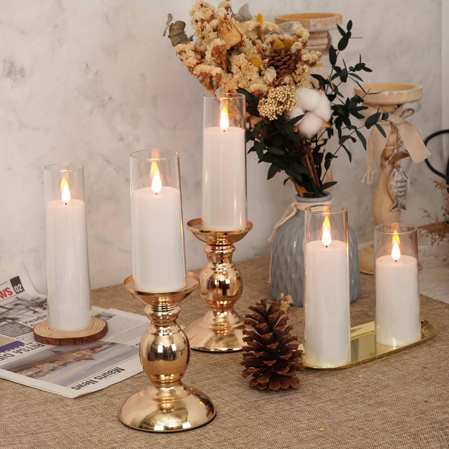 Pure White Flameless Candles, Battery Operated Candles, Flickering Led ...