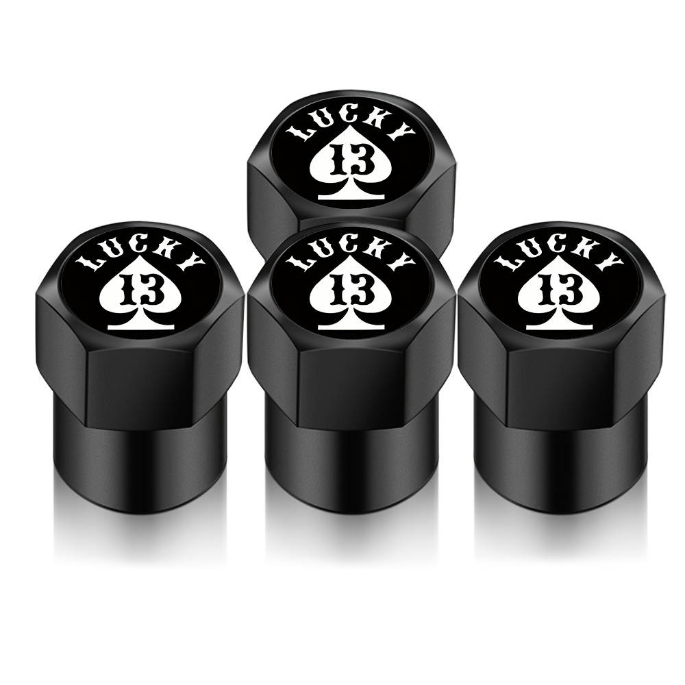 Image of 4pcs Universal Car Wheel Tire Air Stem Valve Caps Stickers For Cars Motor Bike Auto Decoration Additions Souvenir Gift For Anniversary, 's Day, For 13 Spade Vinyl Design, Green