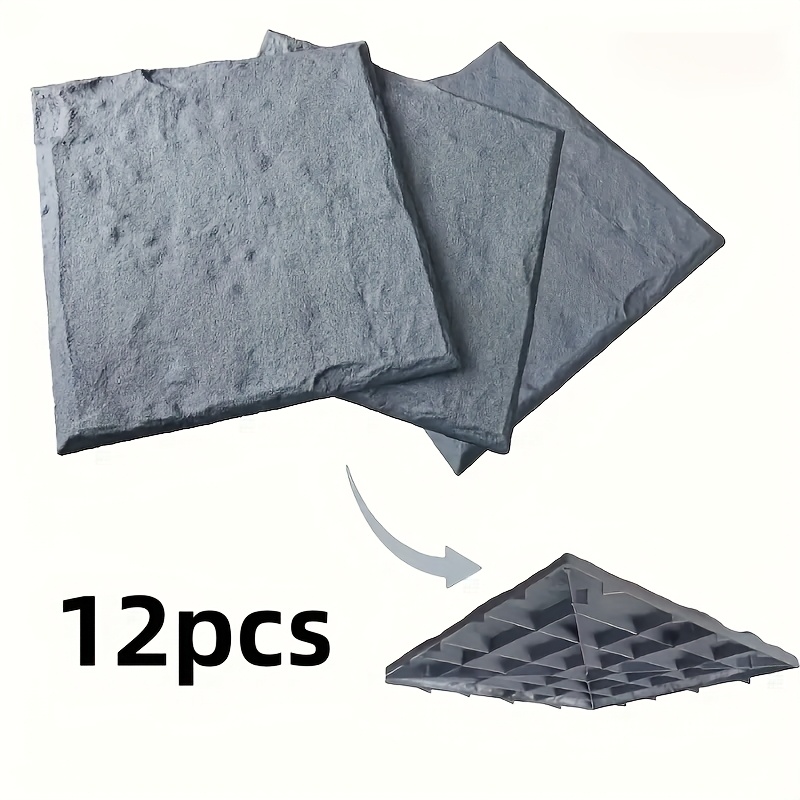 Image of 12/24pcs Courtyard Stepping Stones - Artificial Path Decoration, Resin Outdoor Lawn Ornament For Courtyard And Landscape, Plastic Simulation Paving Stones Suitable For Courtyard Grass Or Garden