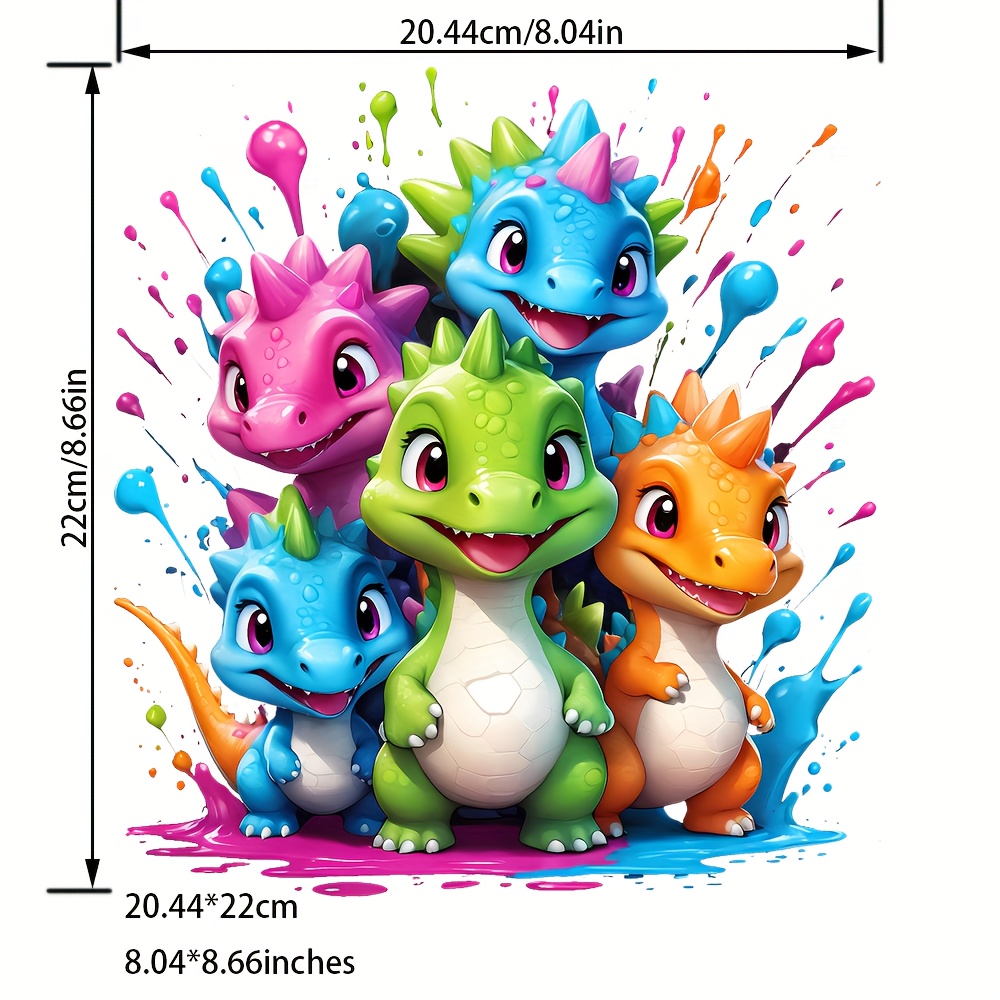 Image of Cool 5 Little Dinosaurs, Suitable For Men And Women Patch Stickers Washable T-shirts, Jeans, Jackets, Backpacks, Clothes, Hats , Make Your Clothing More