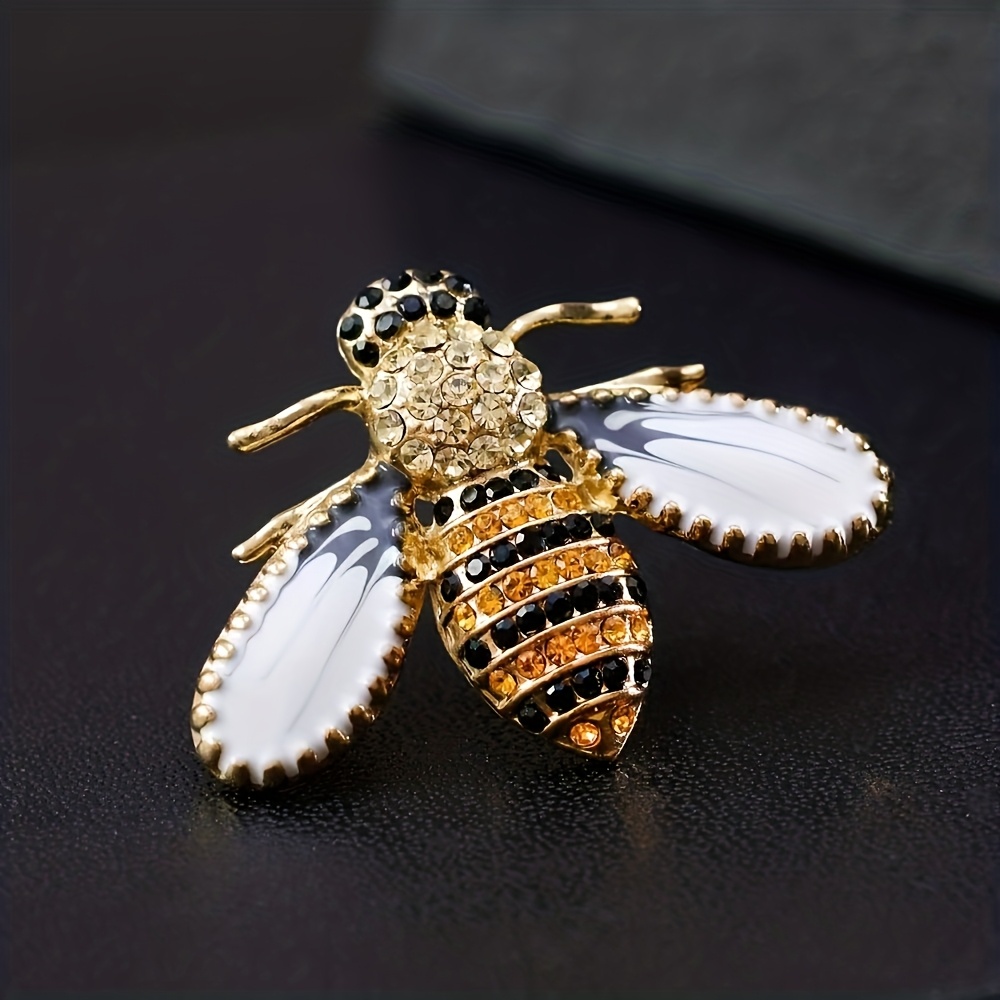 2 piezas de alfiler de seguridad de pintura al óleo con pedrería de abeja, de moda, exquisito y de gran venta, y alfiler de animal  , alfiler de lujo, alfiler para traje de chaqueta, accesorio exquisito de alfiler para cuello,   para trajes y suéteres