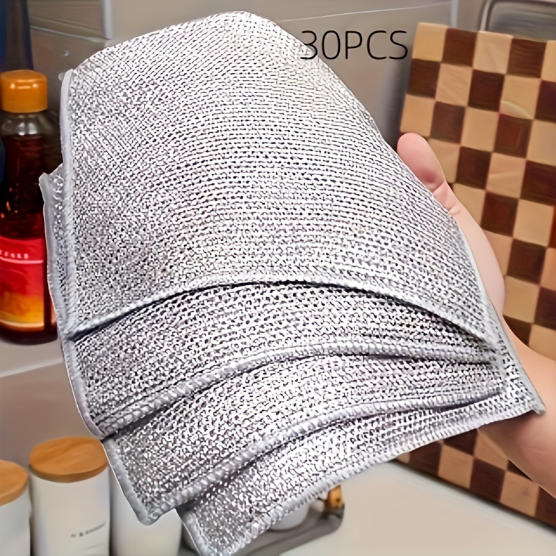 

Of Steel Wire Dishwashing Cloth, Household Cleaning Cloth Grid, Non Greasy Cloth, Restaurant Silk Dishwashing Cloth, Wet And Dry Dual-use, Cleaning Dishes, Sinks, Countertops,