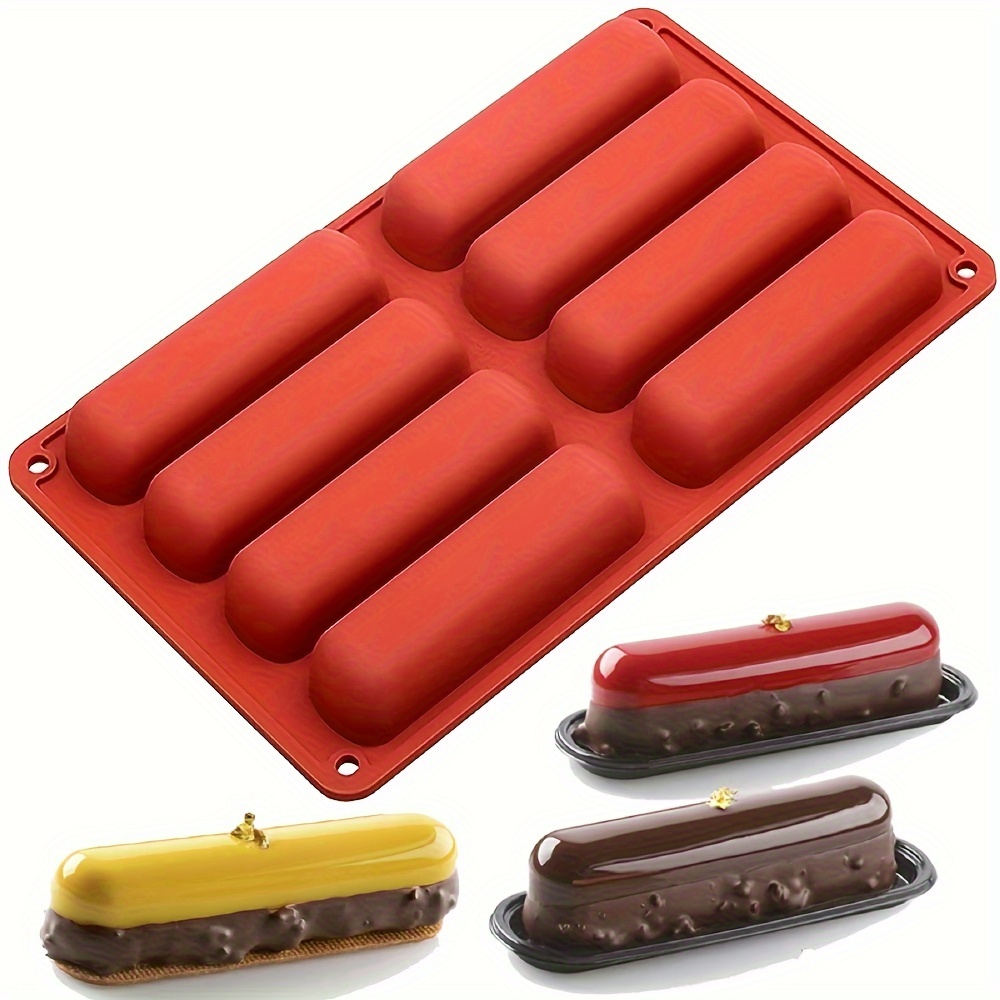 

1pc, 8 Cavity Silicone Cake Mold, 3d Long Strip Silicone Mold, Mousse Cake Baking Mold French Dessert Chocolate Mold Baking Pan