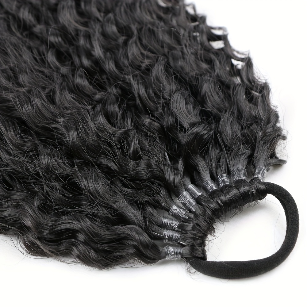 20-inch long curly fluffy ponytail extension with a drawstring for women, featuring clip-in synthetic hair details 1