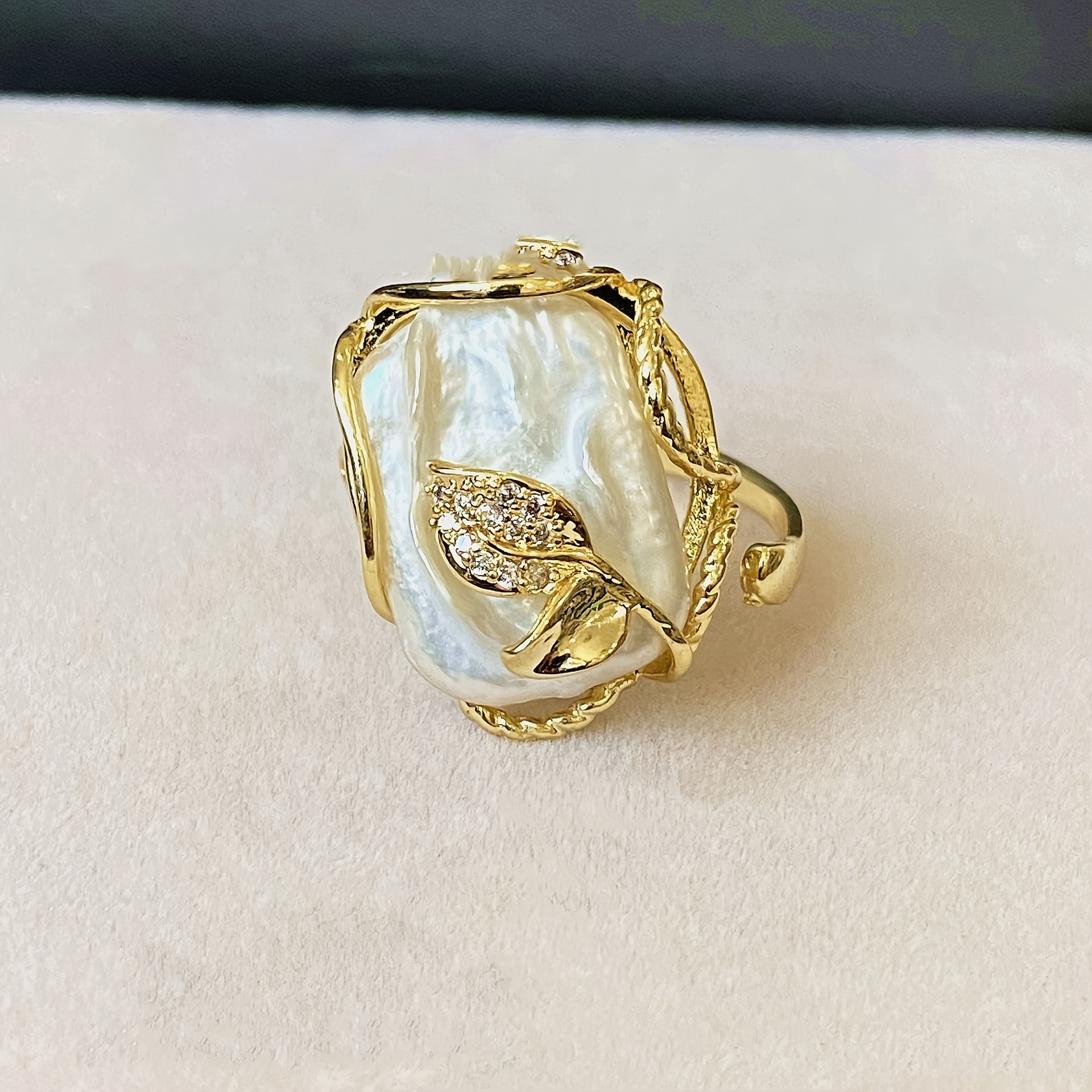 Handmade 14k Gold Plated Natural Freshwater White Freshwater Pearls Purple Freshwater Pearls Baroque Freshwater Pearls Ring Engagement Ring For Women For To Send Family