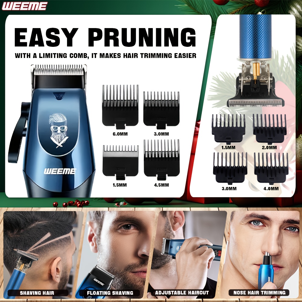 4pcs mens cordless hair clipper kits usb charging electric hairdresser household car travel use ramadan birthday gifts   men husbands or   barber kits barber tools Product details 3