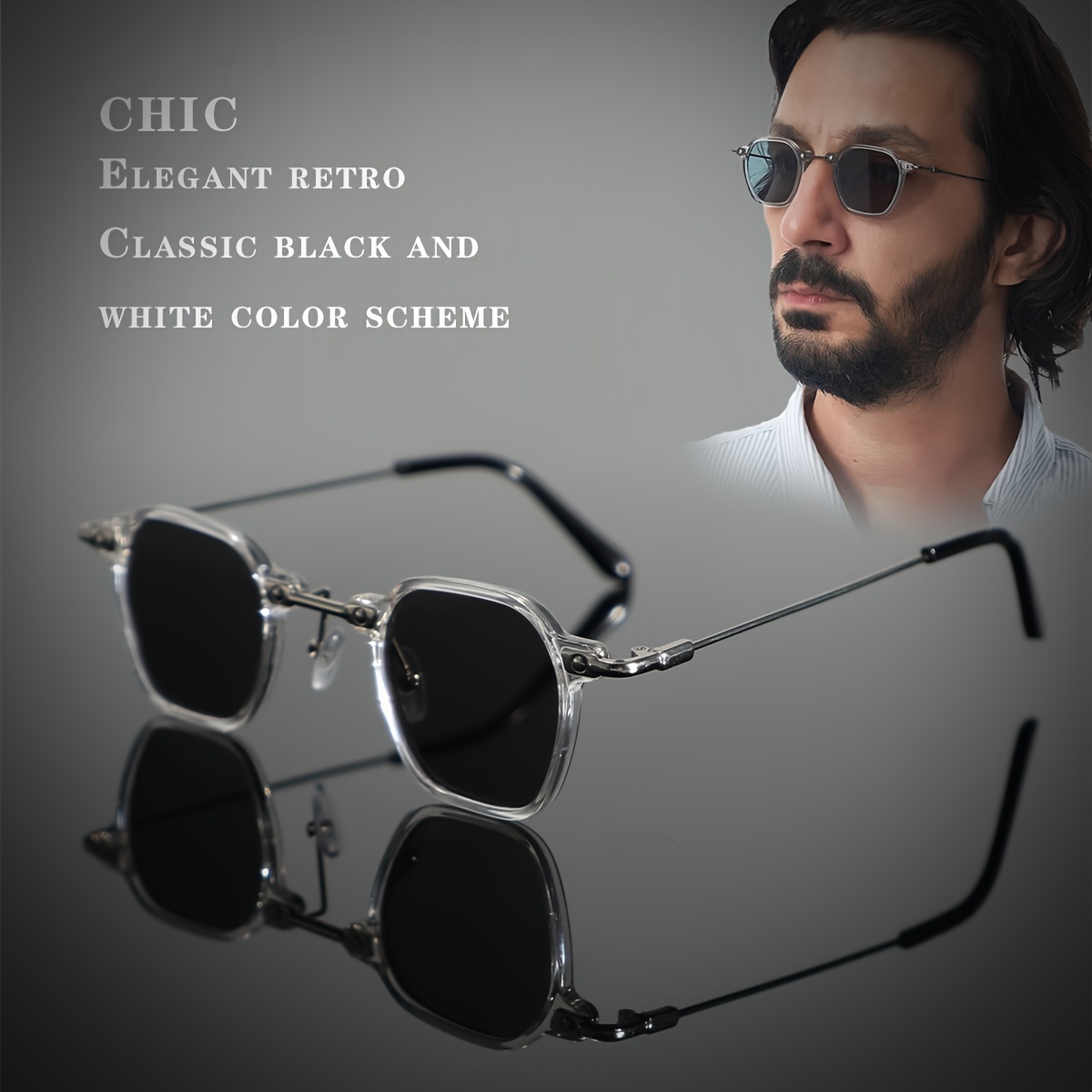 

Men'-inspired Geometric Fashion Glasses - Frame, Anti-reflective Pc Lenses For & Outdoor Activities