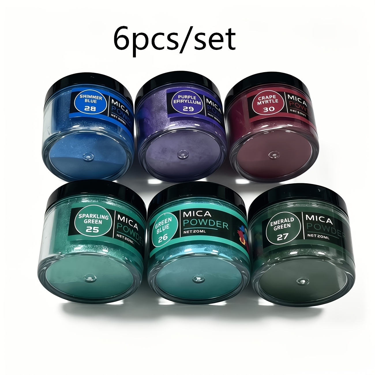TEMU 6-color Pearlescent Mica Powder Set 20ml/bottle | Glitter Pigment For Epoxy Resin, Candles, Soap, Slime, Watercolor Art | Multiple Colors