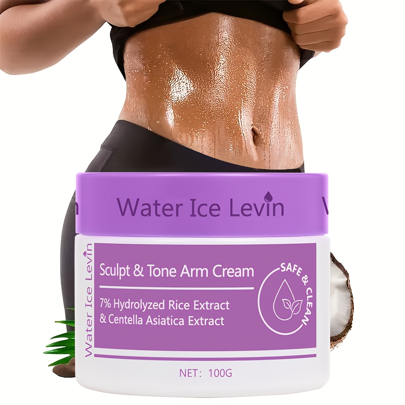 2pcs Water Ice Levin Sculpt & Tone Arm Cream - 7% Hydrolyzed Rice & Centella Asiatica Extracts, 100g, Fragrance-Free for All Light Beige Types, Ideal for Abdomen, Thighs, Buttocks & Arms, Moisturizing & Firming Care, Skincare Routine, Sleek Tub Design, Natural Ingredients