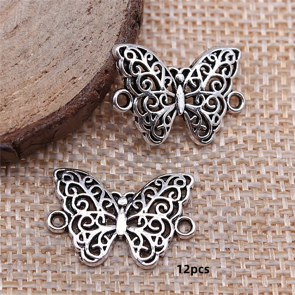 12pcs Ancient Silvery Charm Connector Diy Handmade Jewelry Accessories For Bangle Making 14x21mm