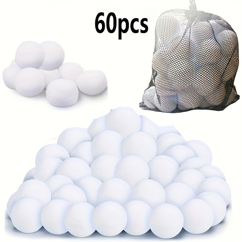 

60pcs Realistic Artificial , Non-toxic Plastic Snowball Set For Snowball , Christmas Tree Decorations, Snowman Crafts, Party Supplies - No Electricity Or Feathers Required