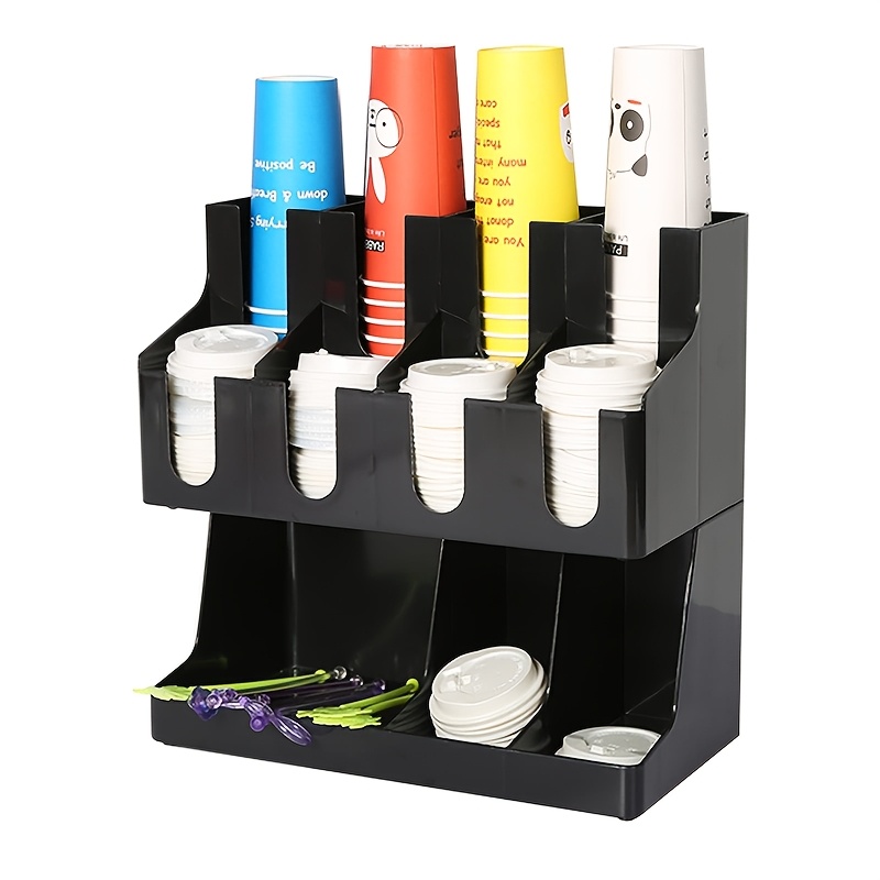 1 Kitchen Paper Cup Storage Rack, Bar Paper Cup Holder, Cup Extractor, Multifunctional Tissue Straw Box, Single And Double-layer Integrated Cup Holder, 15.75 × 8.07 × 16.34 Inches, Black, Suitable For Kitchen And Dining Rooms