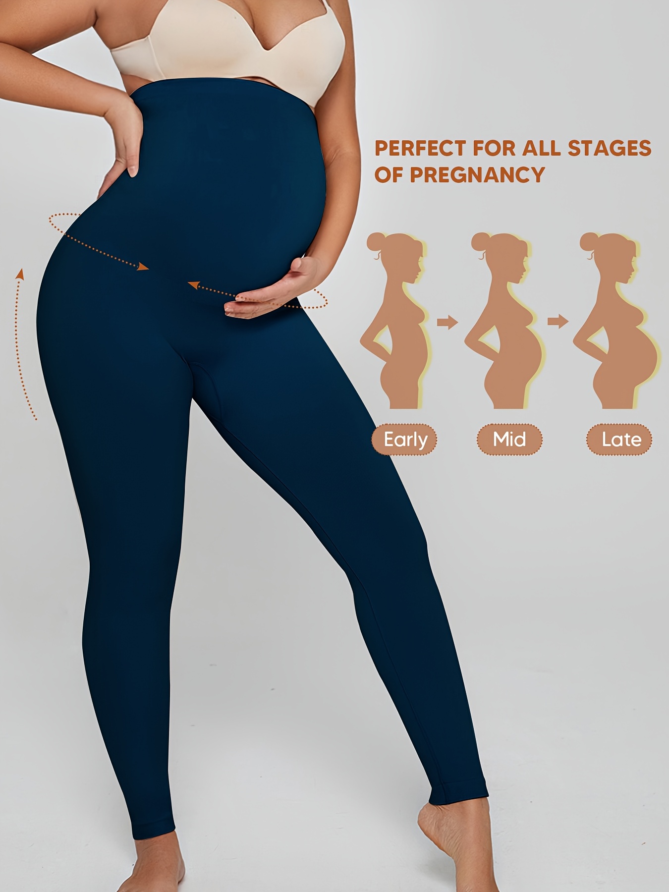 Athlemo Women'S Pregnancy Yoga Pants - Full-Length Workout Leggings with Belly Support, Soft Stretch Knit Fabric, Seamless Mid-Rise Waistband, All-Season Comfort for Prenatal Yoga, Gym & Casual Attire - Elegant Solid Color Athletic Pants for Women (