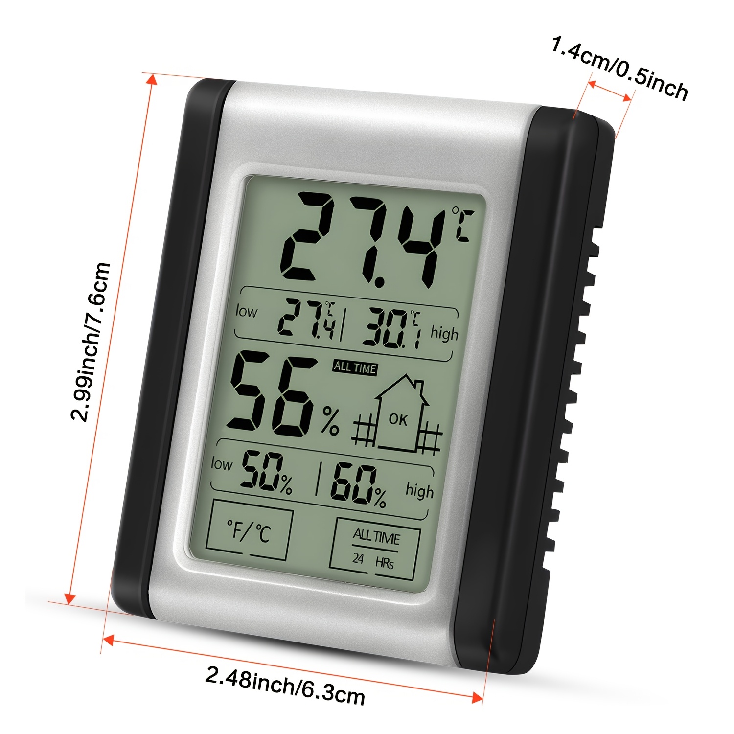 Digital Indoor Thermometer Hygrometer, Room Temperature Humidity Monitor With Min Max Records, Indicator For Bedroom Warehouse Greenhouse