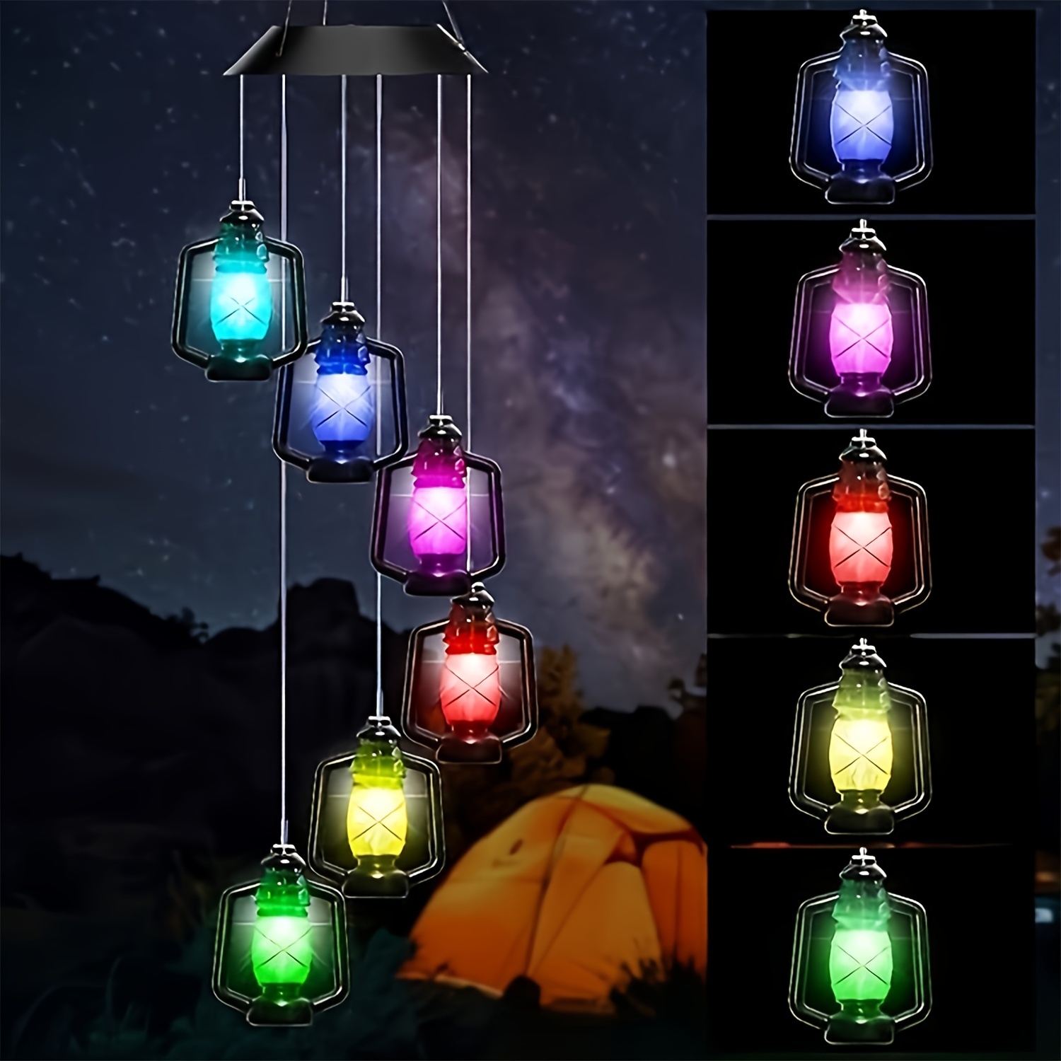 

Solar Wind Chime Kerosene Bottle Lamp, Led Decoration Solar Wind Chime Decoration, Mobile Hanging Wind Chime, Suitable For , , Decoration Lighting