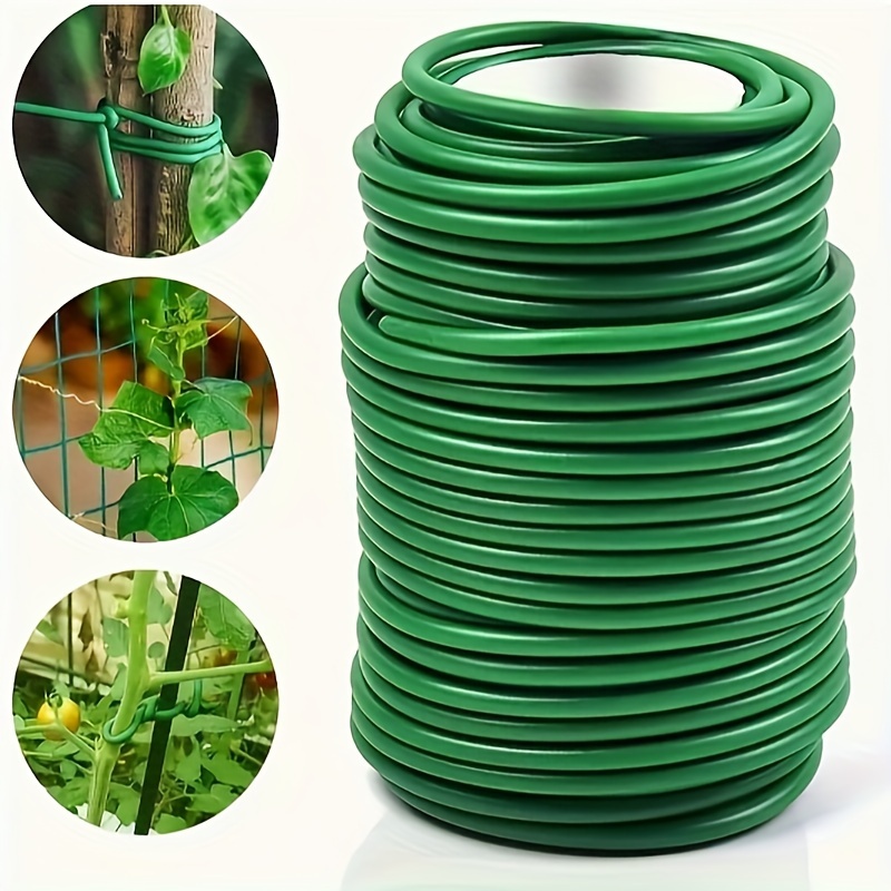 

Plant Support Garden Tie, Soft Green Plastic Coated Ties For Vines, Stems, & Vegetable Growth, Flexible 32.8ft Roll, Cut-to-length, Reusable For Home & Farm Use - 1 Pack