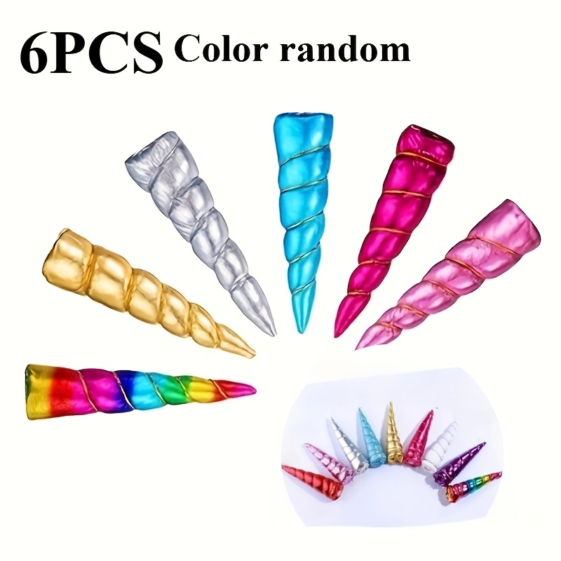 Image of 6pcs Unicorn Horns Diy Unicorn Headbands Accessory Set, Decorative Headwear Photo Prop For Cosplay Birthday Party Supplies, Styles Random