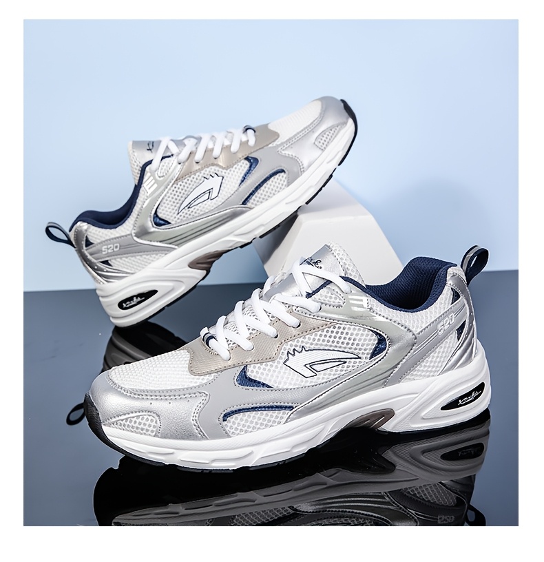 Men's Stylish Sports Shoes In Black With Silvery, Breathable Mesh, And Large Sizes 40-46, Perfect For Casual Wear.