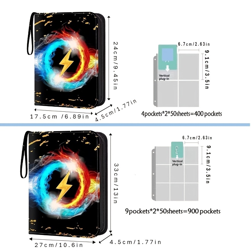 Small Trading Card Binder with 400/900 Pockets, Made of Durable, Featuring Vertical Transparent Card Slots, Perfect for Organizing Collections of MTG, TCG, Sports Cards, Game Cards, and Pet Cards