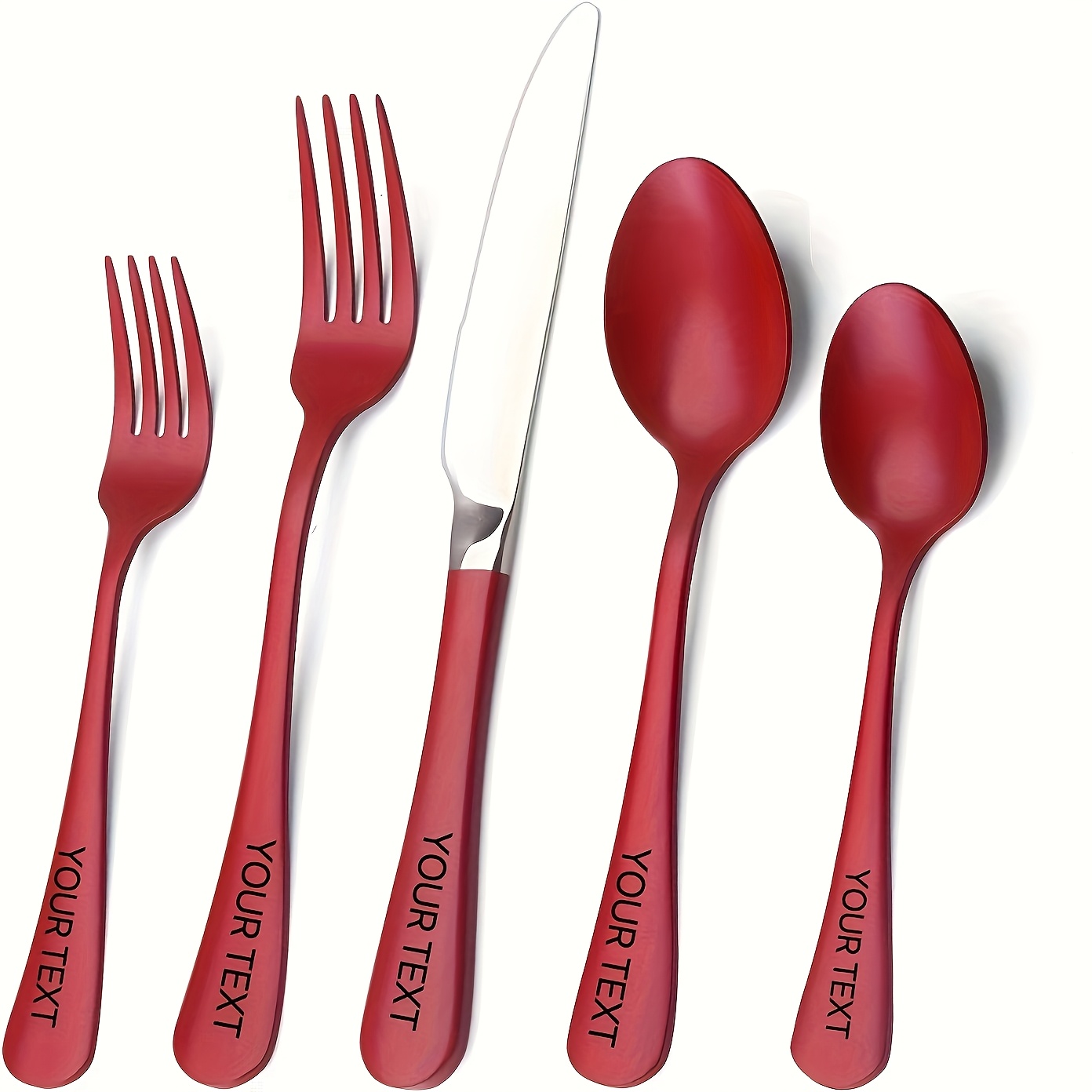 personalized set of 5 20 30 40pcs of red stainless steel cutlery suitable for kitchen and dining featuring   polished knives and safe for dishwasher use Product details 2