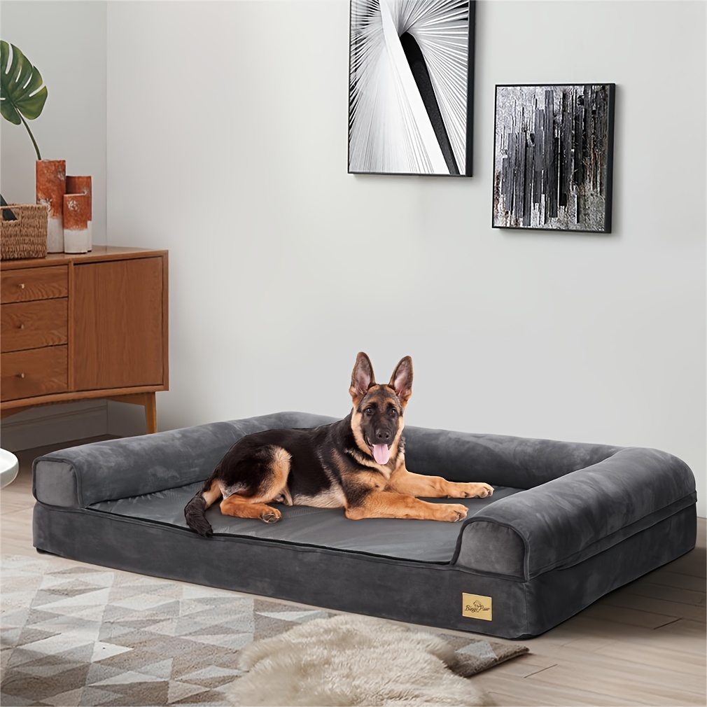 

Jumbo Orthopedic Dog Bed Memory Foam Pet Bolster Cushion Bed Sofa Waterproof Liner Plush Mat