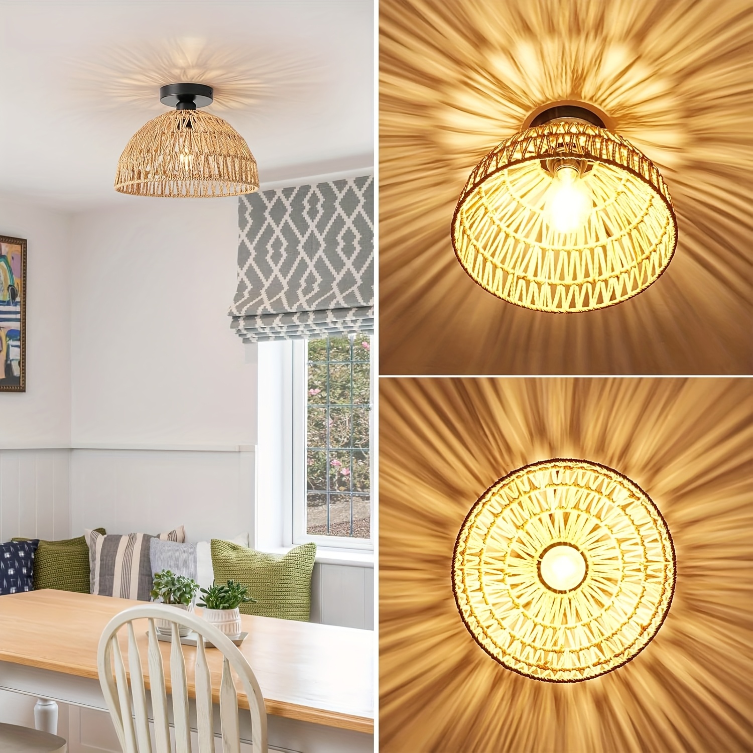 Unique Handwoven Hemp Rope Ceiling Light