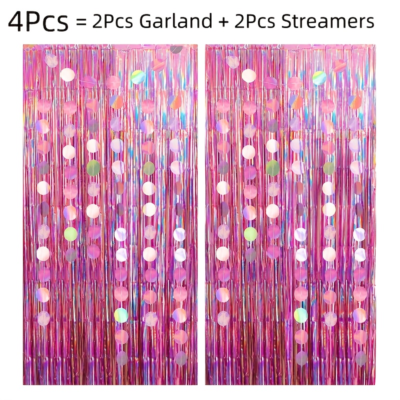 TEMU 4pcs Set Of Vibrant Pink And Purple Tassel Garland Tassel Set - Durable Plastic Party Decorations, Suitable For Weddings, Birthdays, Showers,