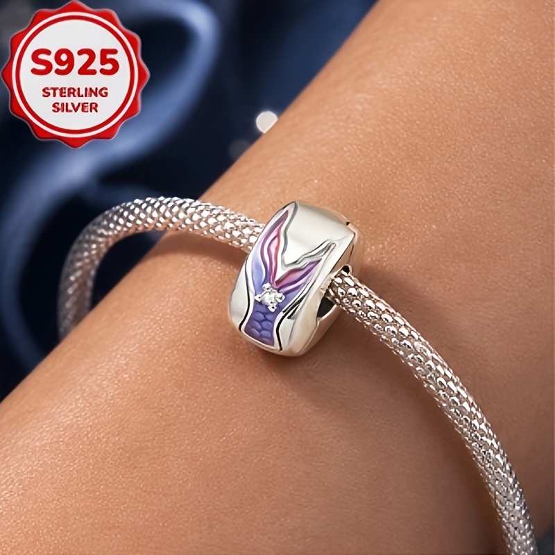 Elegant S925 Silver Pendant with Gradient Purple Enamel