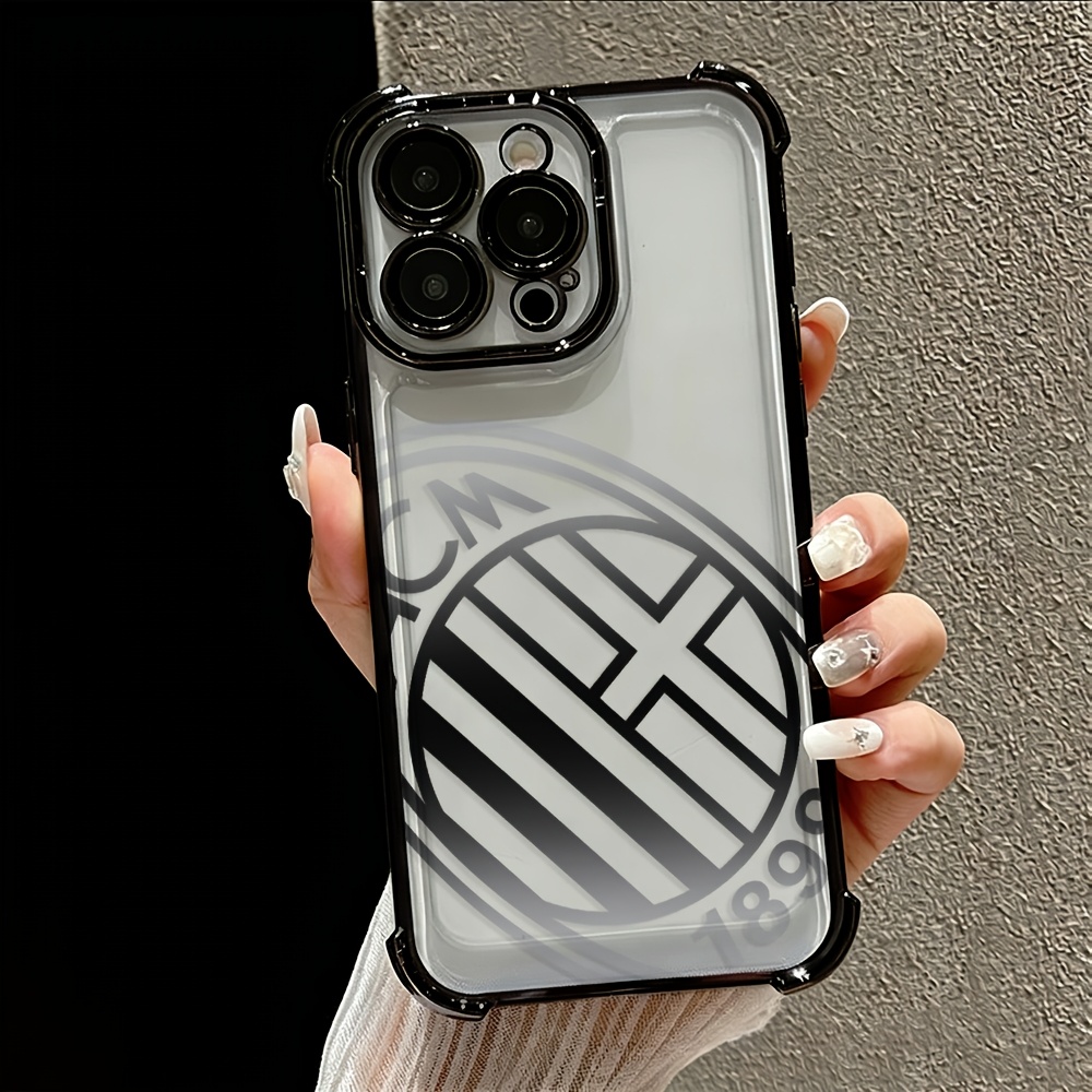 TEMU Phone Case: Football -ac M- Pattern Phone Case Suitable For Iphone 17 16e 16 15 14 13 12 11 Mini Pro Max Xr Xsmax 8 7 Plus Anti Fall Transparent