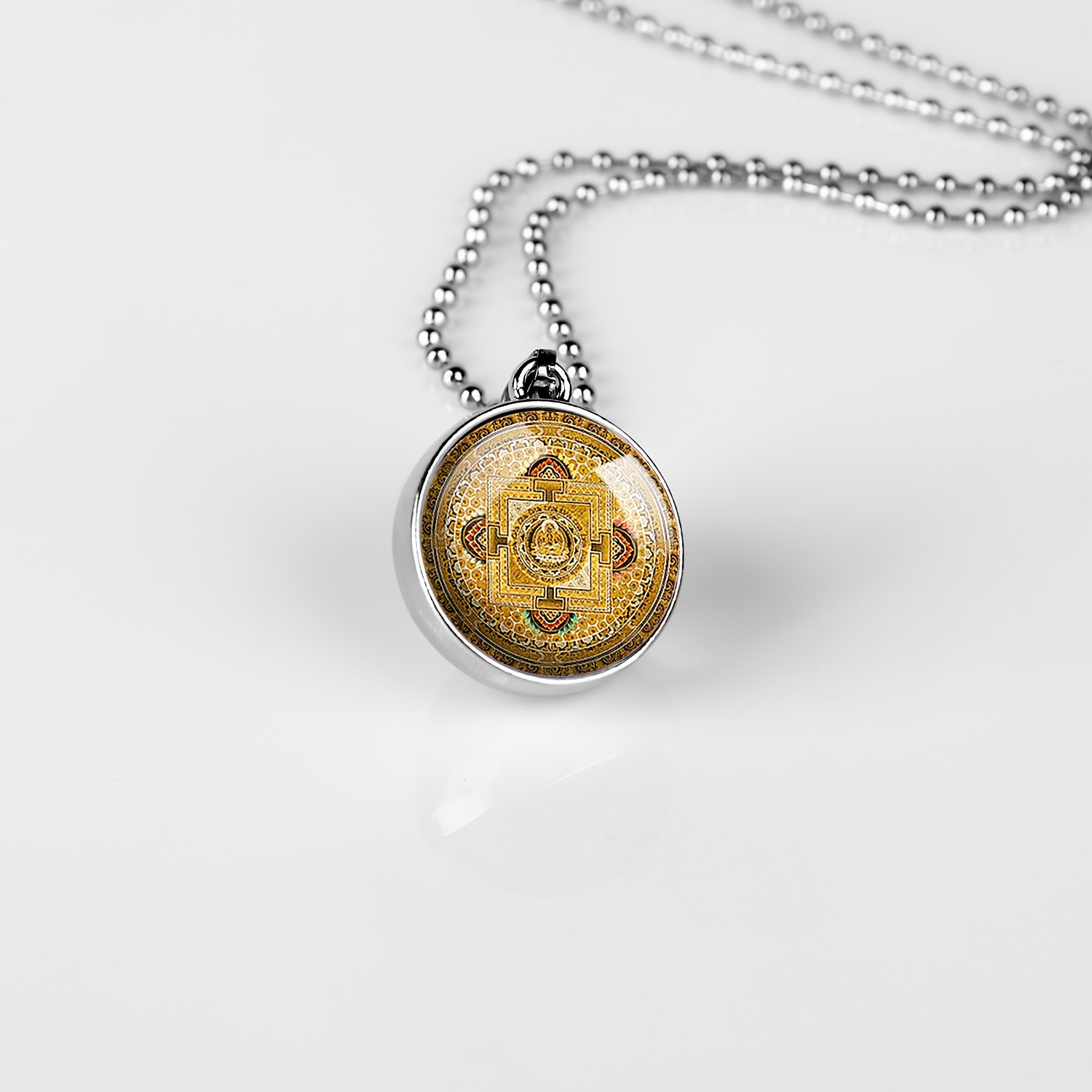 Buddha Round Pendant Necklace, Intricate Design