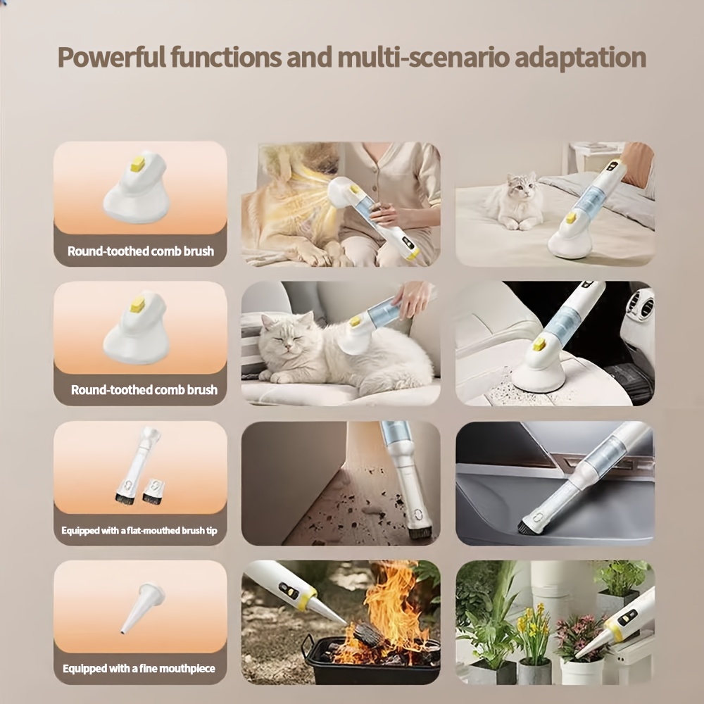 a pet grooming and hair vacuum device that automatically   cat fur from carpets and beds 1