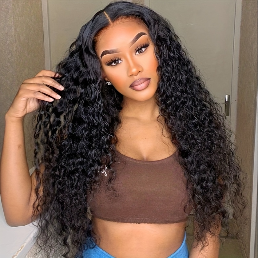 26 inch long dark wavy black wig for women natural long curly waves     parted afro curly hair synthetic heat resistant fiber elegant style for daily use versatile hairpiece sleek   heatresistant hairpiece Product details 1