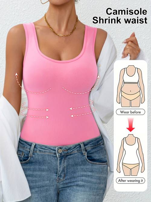 womens tummy control vest sleeveless comfortable base layer top with waist cinching body shaping sports bra