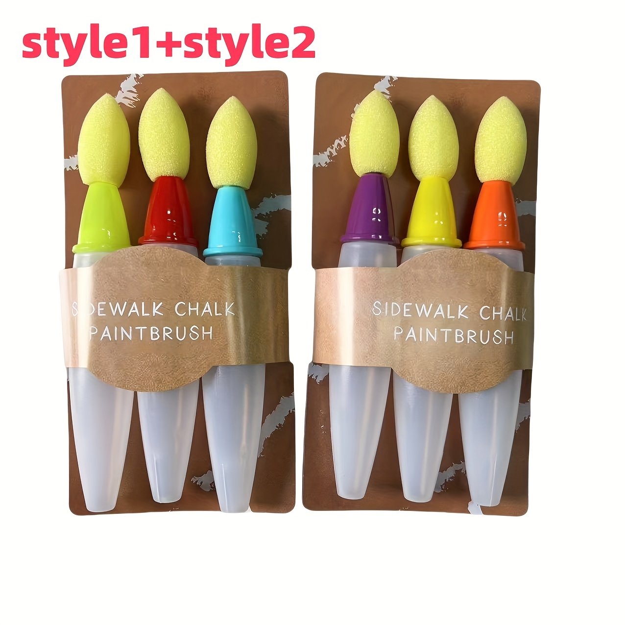 TEMU Sidewalk Chalk Paintbrush, Paintbrush Chalk Set, For Painting, Sidewalk Artist Paintbrush With Liquid Chalk, Water Additive, , Washable