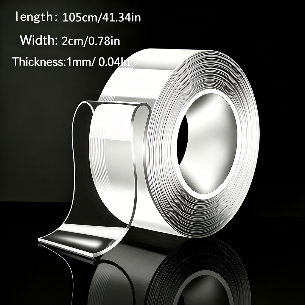TEMU 1 Roll 105cm/41.34 Inches, Super Strong Adhesive Powerful Double-sided Nano Tape - Strong Bonding, Reusable, Suitable For Crafting, Christmas
