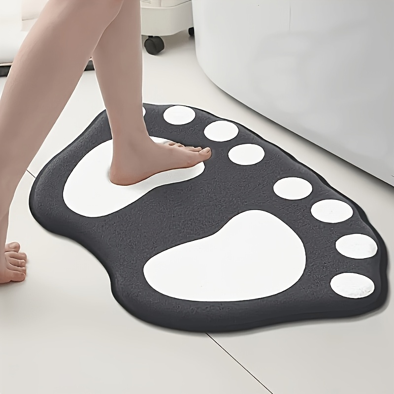 TEMU 2d Flat, 2d Flat Printing 1pc Cute Footprint Shaped Rug, Minimalist Style Floor Mat, Doormat Rug, Bathroom Decor, 2d Flat