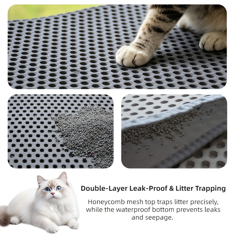 double layer cat litter mat classic honeycomb litter trapping mat urine proof   pad 45x60cm 55x75cm Product details 3