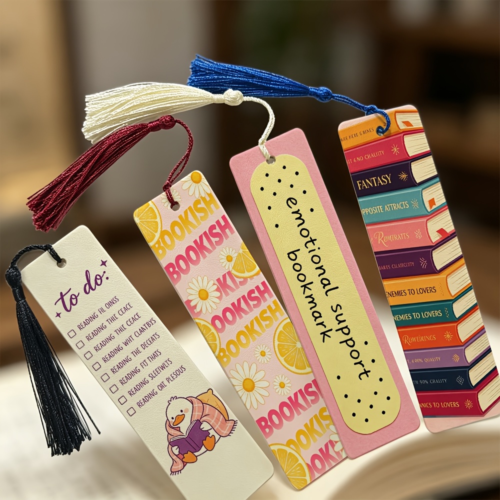 TEMU 4pcs Color-coded Bookmark Set With Reading Checklist - Suitable For Students & Teachers, Color-coded Page Markers For Tracking Progress, Back To