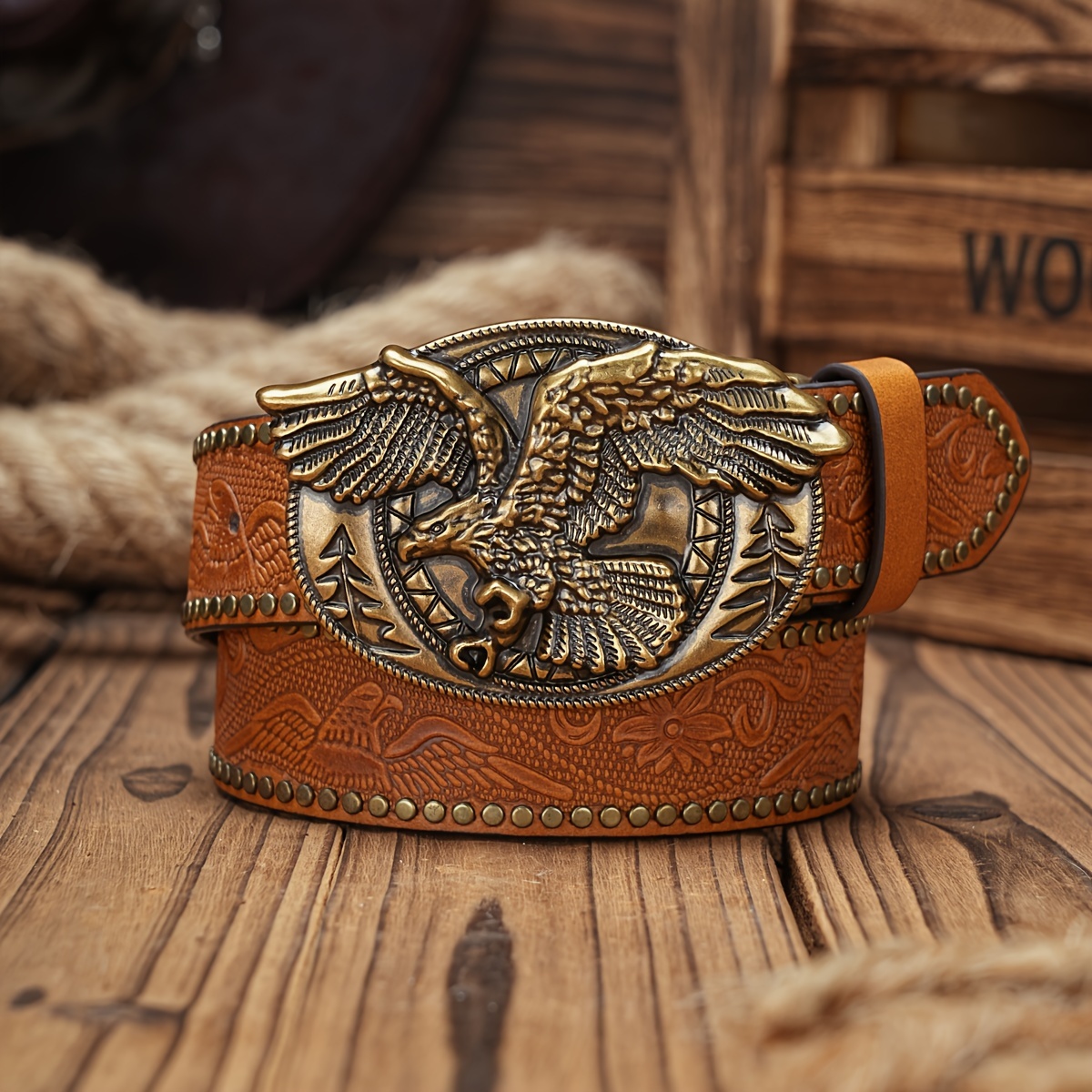 bh western cowboy belt vintage pu leather belt floral - Temu display picture 1