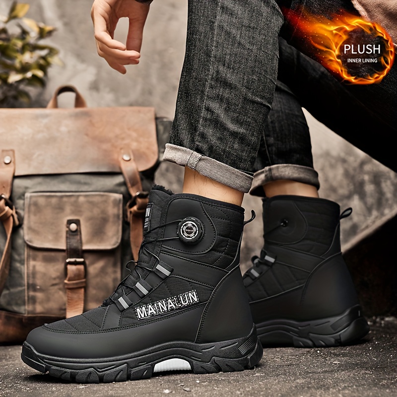 mens outdoor winter snow boots ankle strap support non slip Temu