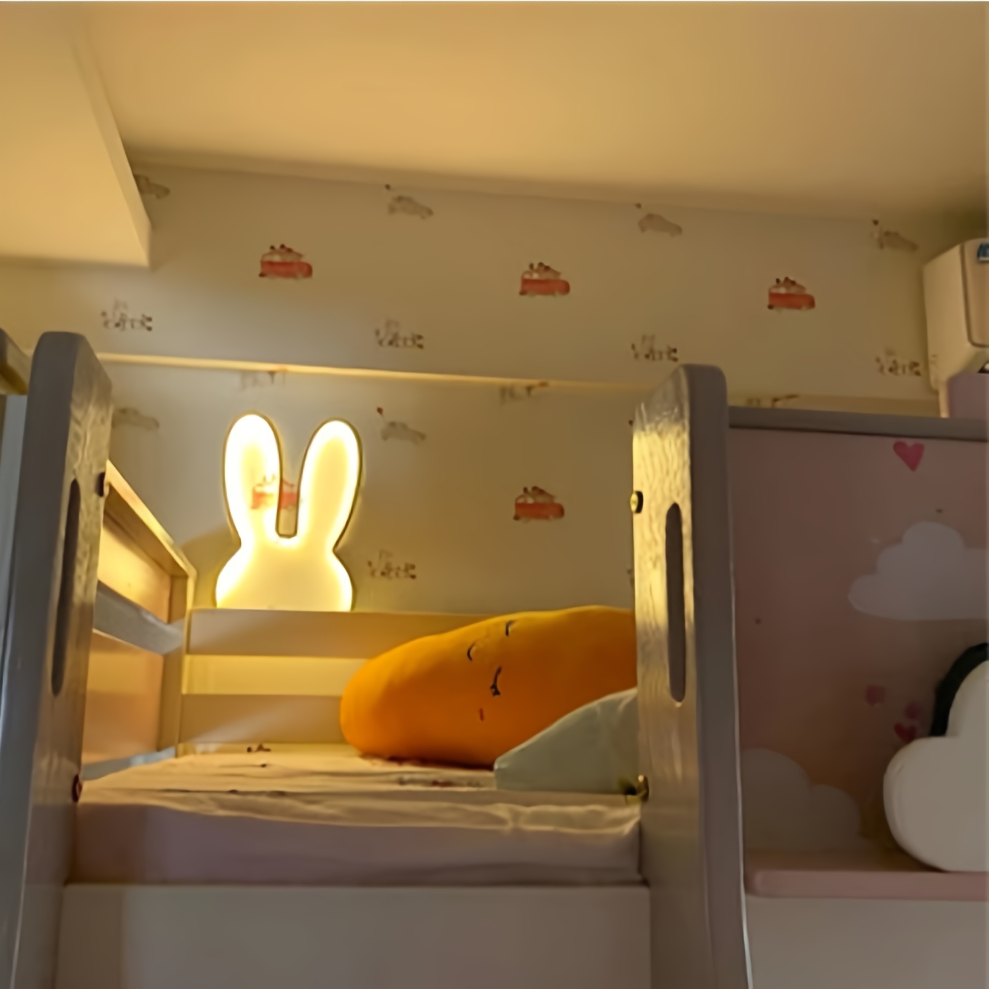 1pc cute rabbit led wall lamp usb plug in three color dimmable night light for bedroom office study room decor ideal gift for mothers day valentines   room light   design usb powered lamp rabbit night light Product details 0