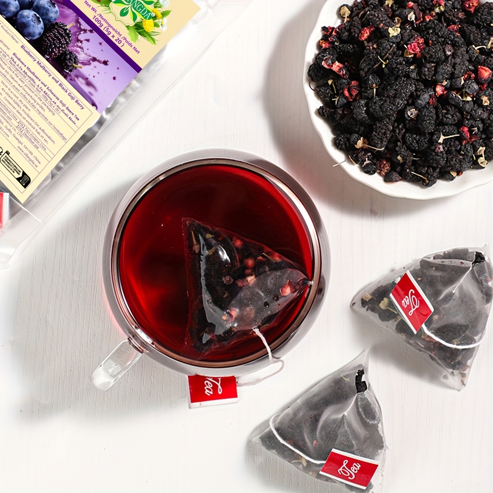 SIFANGDA Blueberry Mulberry Black Goji Berry Tea 100g (5gx20P) - Natural Herbal Tea with Anthocyanins, Antioxidant & Energy-Boosting Ingredients