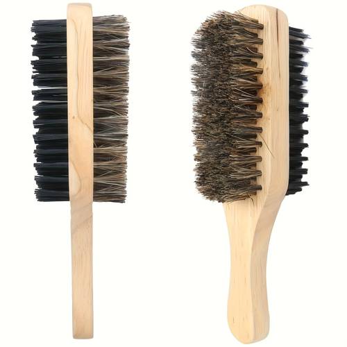 1 medium sized solid wood brush with a wooden handle and soft bristles suitable for dusting clothes hair care and removing loose hair