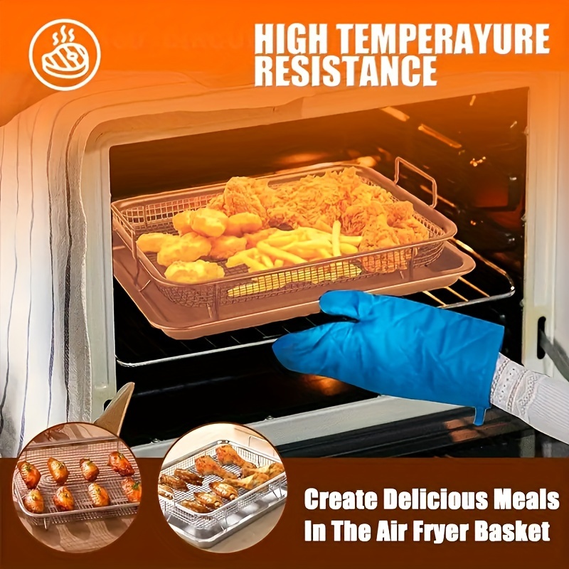 Copper Crisper Air Fryer Pan Non stick Baking Tray With - Temu