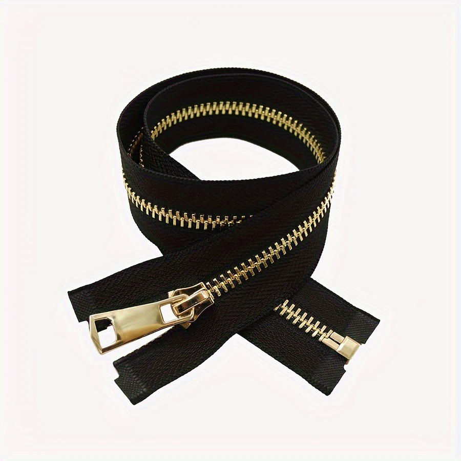 Image of Heavy Duty -tooth Metal Zipper, Self-locking 2 Slider Open End Black Zipper For Down Jackets, Diy Sewing, Clothing Pockets, Coats - In Multiple Lengths (16/20/40//70/80/90/100cm)
