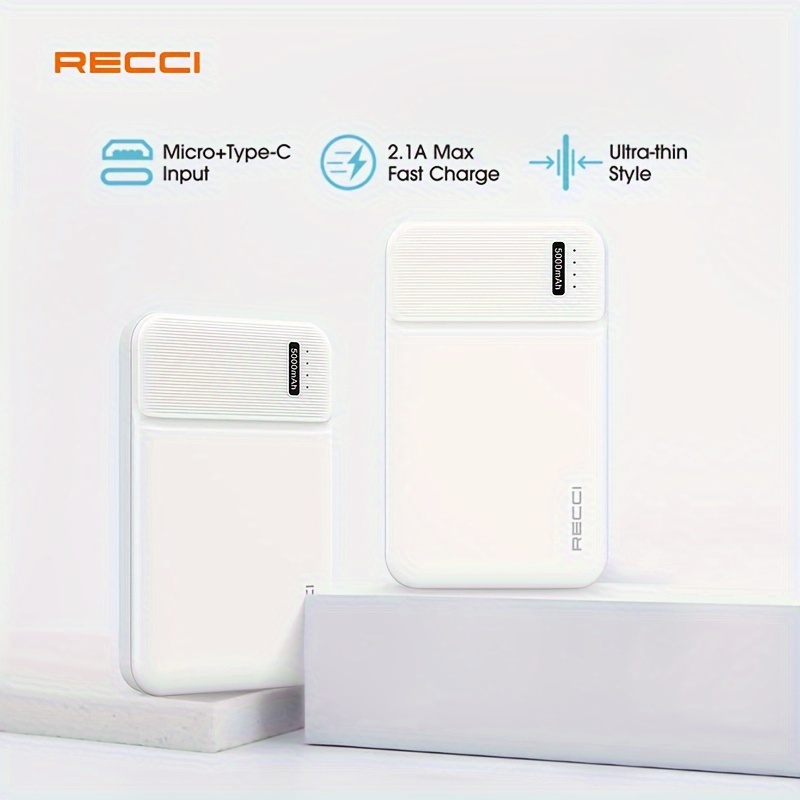 

Banque d'alimentation portable RECCI RPB-N15 : charge rapide 10 W, sortie USB de type A, capacité 5 000 mAh, noyau électrique de haute qualité