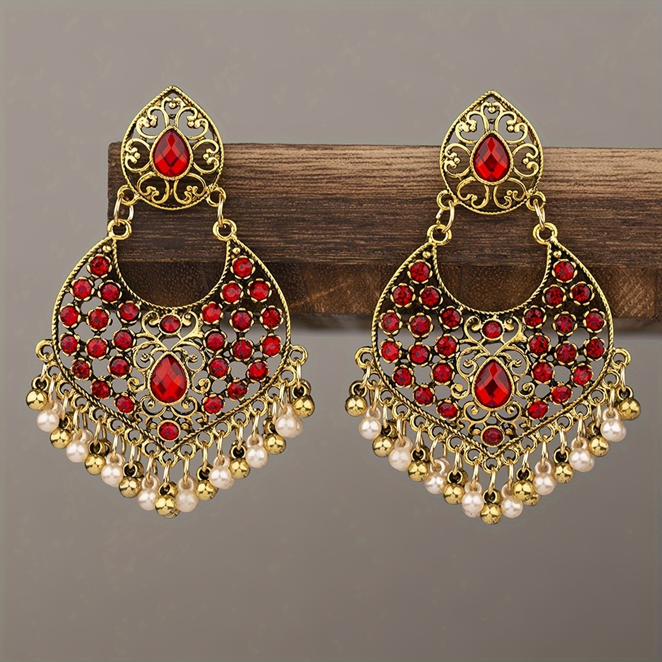Image of A Pair Of Middle Eastern Style Vintage Elegant Teardrop Tassel Earrings For Women, Holiday Birthday Date Prom Banquet Party Vacation Shopping Accessories