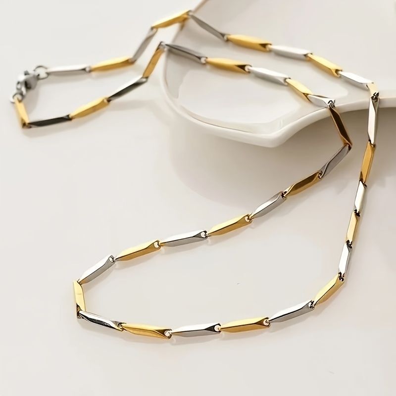 1pc Hiphop 3mm Stainless Steel Men Necklace Rock Square Chain Link Chain Necklace Jewelry Accessory Gift