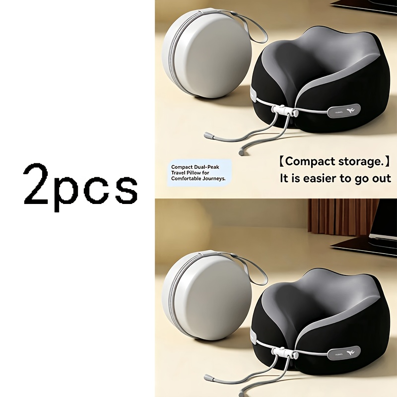 TEMU 1pc/2pcs Portable Travel And Home Use Neck Pillow - Ergonomic Neck Pillow With Storage Case, For Rest And , Suitable For Office, Car, Airplane,